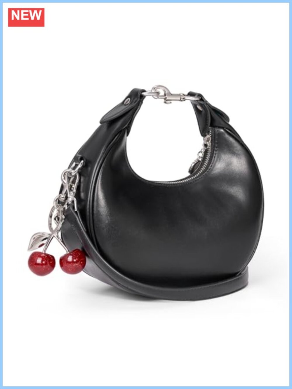 Faux Leather Crescent Shoulder Bag 3-in-1 Clutch Crossbody